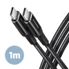 AXAGON BUCM-CM10AB, HQ kábel USB-C USB-C, 1 m, USB 2.0, PD 60W 3A, ALU, opletenie, čierny BUCM-CM10AB