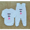 Kojenecká soupravička Gama 2-dílná bílá, máma+táta=Já, růžové, body+dupačky vel.62