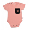 Baby Nellys Bavlnené rebrované body s kapsičkou kr. rukáv Summer Boy marhuľové