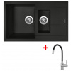 Granitový drez Sinks AMANDA 780.1 Metalblack + drezová batéria FLEXIA