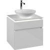 VILLEROY & BOCH Legato závesná skrinka pod umývadlo na dosku (umývadlo v strede), 2 zásuvky, s LED osvetlením, 600 x 500 x 550 mm, Glossy White, B568L0DH