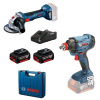 BOSCH - zahrada/dílna Kombinovaná súprava Bosch - akumulátorový rázový uťahovák GDX 180-LI + akumulátorová uhlová brúska GWS 180-LI + 2× akumulátorový 0.615.990.N1U