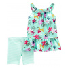 CARTER'S Set 2dielny tunika, legíny kr. Turquoise Floral dievča NB, veľ. 56