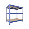 Kovový regál Biedrax 45 x 120 x 90 cm, modrý, 3 police MDF, nosnosť 200 kg na policu