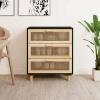 zahrada-XL Komoda čierna 60x30x70 cm masívna borovica a prírodný ratan 345634