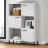 vidaXL Knižnica kovové nohy biela 90x35x128,5 cm masívne drevo OSLO - Biela - 98119-60330
