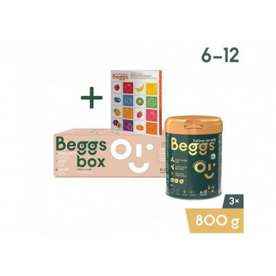 Beggs 2 pokračovacie mlieko, box + pexeso 2,4 kg (3x800 g)