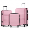KONO Set 3 cestovných kufrov - ABS - ružová - 44L/66L/96L