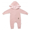 Baby Nellys Teplákový overal s kapucňou a volánikom, New Bunny - púdrová, veľ. 86 Baby Nellys 8596309371863