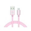 Swissten 71521205 USB / USB-C TEXTILE, 1,2m, růžový