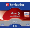 Verbatim Blu-ray BD-RE [ Jewel Case 5 | 25GB | 2x | WHITE BLUE SURFACE HARD COAT 43615