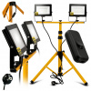 BERGE LED reflektor 2x 50W + stojan + vypínač - studená biela