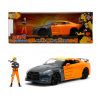 Autíčko Nissan GT-R 2009 Jada kovové s otvárateľnými časťami a figúrka Naruto dĺžka 20 cm 1:24