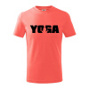 Yoga nápis - Tričko detské bavlnené - 122 cm/6 rokov ( Korálová )
