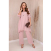 Dámsky komplet blúzka + nohavice s príveskom 27941 Powder pink - Kesi UNI pudrovo-růžová