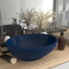 vidaXL Luxusné oválne umývadlo matné tmavomodré 40x33 cm keramické - Modrá - 63126-17990