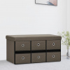 zahrada-XL Skladacia úložná lavica hnedá 76x38x38 cm umelý ľan 338813
