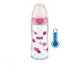 NUK Sklenená dojčenská fľaša First Choice s kontrolou teploty 240 ml ružová ružová