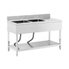 Drezový stôl - 2 umývadlá - nehrdzavejúca oceľ - 140 x 60 x 97 cm - Royal Catering RCGS-2B1400D6