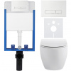 CERANO - Kompletný podomietkový WC set Lite/Dure - biela lesklá - WC tlačidlo Slim, biele - na zamurovanie - 51x35 cm