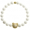 Dámsky Glosery náramok Medvedík so zirkónmi, biely porcelán 8mm Obvod zápästia: XL 19 cm