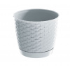 kvetináč 22cm RATOLLA ROUND DRLO220-S449 biely plastový PROSPERPLAST