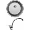 Set Sinks (dřez Round 450 V 0,6 mm, matný + baterie Evera Chrom - lesklý) RO450VEVCL