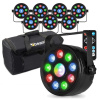 Fuzzix set 8 PLF15 Party LED reflektorov v transportnom obale - 9x 2W RGB LED a 6W centrálna LED - S DMX