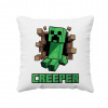 Creeper - vankúš s potlačou pre fanúšikov hry Minecraft - Tričkový | Biela