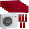 Klimatizácia Mitsubishi LN 5x multisplit (4x 2,5kW + 5kW) + vonk.j. 10,2kW (rubínovo červená)
