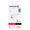 Adaptér Swissten s funkciou rýchleho nabíjania 45W Dual white