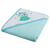 Akuku Detská osuška s kapucňou 80 x 80cm, froté - Sova, tyrkysová akuku