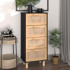 zahrada-XL Komoda čierna 40x30x90 cm masívna borovica a prírodný ratan 345643
