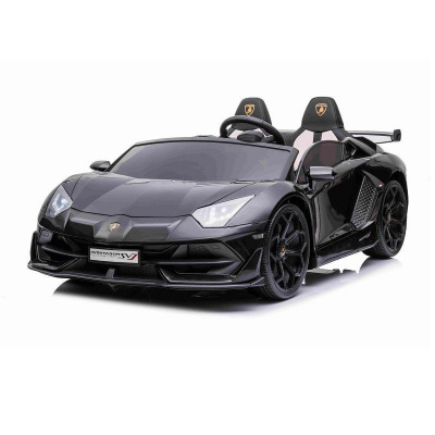Beneo Elektrické autíčko Lamborghini Aventador 12V Dvojmiestne, čierne (2,4 GHz dialkové ovládanie, USB / SD Vstup, odpruženie, vertikálne otváravé dvere, mäkké EVA kolesá, 2 X MOTOR, ORIGINAL licenci
