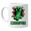 Creeper - keramický hrnček s potlačou pre fanúšikov hry Minecraft - Tričkový | Biela