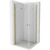 Mexen Lima Duo sprchovací kút so skladacími dverami 80 x 80 cm, 6mm číre sklo, zlatý profil, 856-080-080-50-00-02