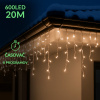 Vianočná led svetelná záclona vonkajšia - programy - časovač - 600led - 20m teplá biela