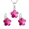 Súprava šperkov s kryštálmi Swarovski náušnice, retiazka a prívesok ružová kytička 39143.3 fuchsia