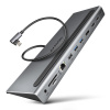 AXAGON HMC-4KX3 USB 5Gbps hub, 3x USB-A, 2x HDMI, DP, RJ-45 GLAN, SD/microSD, audio, PD 100W, kábel USB-C 40cm HMC-4KX3