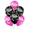 Balón pastel 30 cm - LADIES NIGHT - ružovo čierny mix, bal. 6 ks
