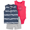 CARTER'S Set 3dielny body tielko, tričko bez rukávov, nohavice kr. Blue Tie chlapec 3 m, veľ. 62
