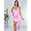 Dámske ružové krátke saténové spoločenské šaty - 38