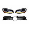 KITT Front Grille suitable for VW Golf VI (2008-2012) with Osram Xenon Headlights LED Dynamic Sequential Turning Lights R20 Design