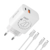 AppleMix Balenie nabíjacej súpravy:ME - EÚ adaptér USB-A + USB-C 20W + 2x kábel USB-C - 1m - biely