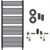 CERANO - Kúpeľňový radiátorový set Alberto - ústredné vykurovanie - bočné pripojenie - 857W - čierna matná - 1380x650 mm