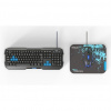 E-BLUE Sada klávesnica Polygon, herná, čierno-modrá, drôtová (USB), US, s myškou Cobra II, a podlož EKM820BK