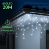 Vianočná led svetelná záclona vonkajšia - programy - časovač - 600led - 20m studená biela