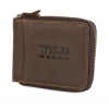 Pánska kožená horizontálna peňaženka Wild Horse RFiD na zips, tmavo hnedá