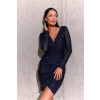 Dámske šaty SUK0422 Tmavo modrá - Roco Fashion 38 tmavě modrá