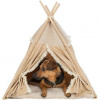 Teepee BOHO s vankúšom, 55 x 65 x 55 cm, bavlna, béžová
